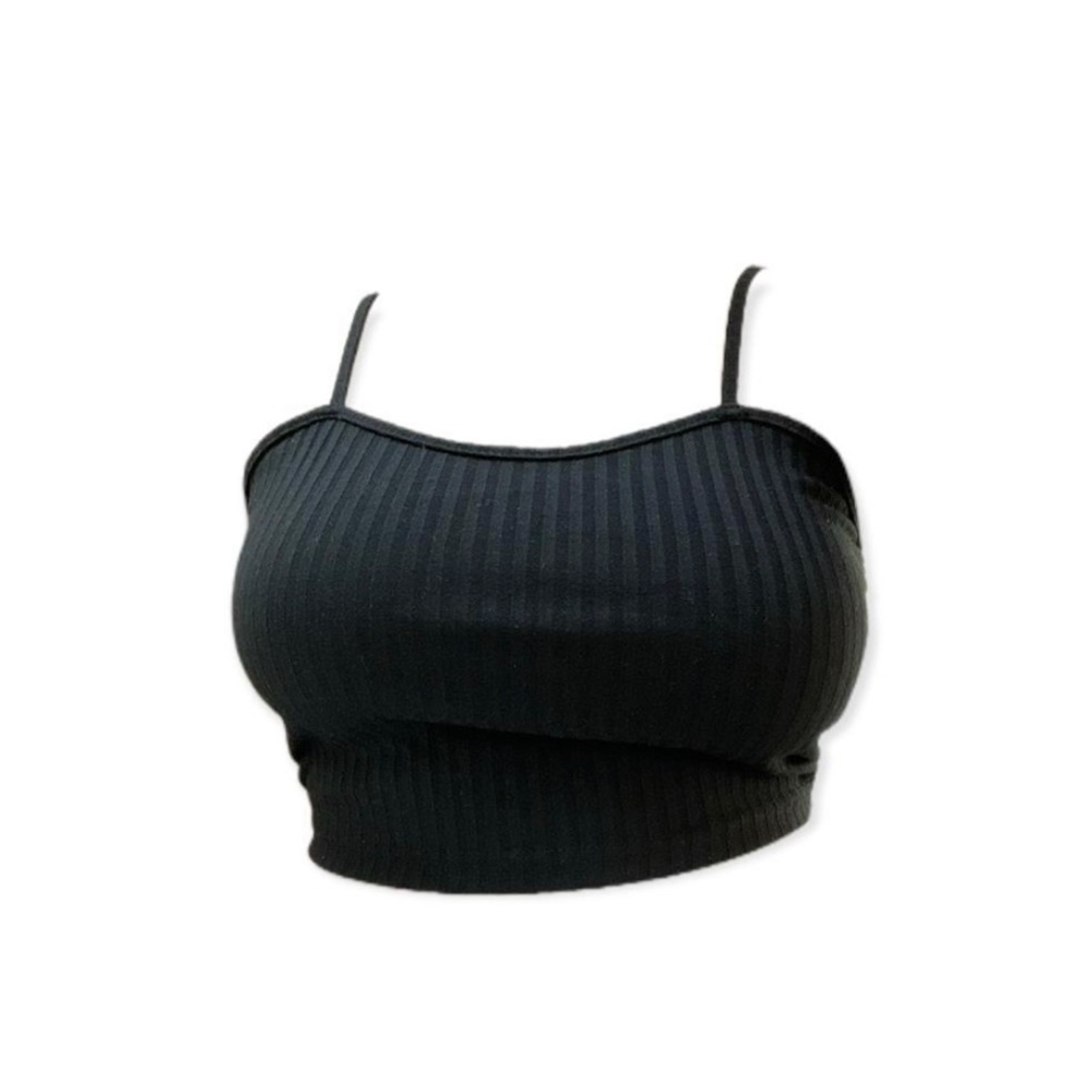 black ribbed cropped camisole top